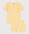 Pyjama short enfant en coton à rayures jaune BLE/blanc MARSHMALLOW