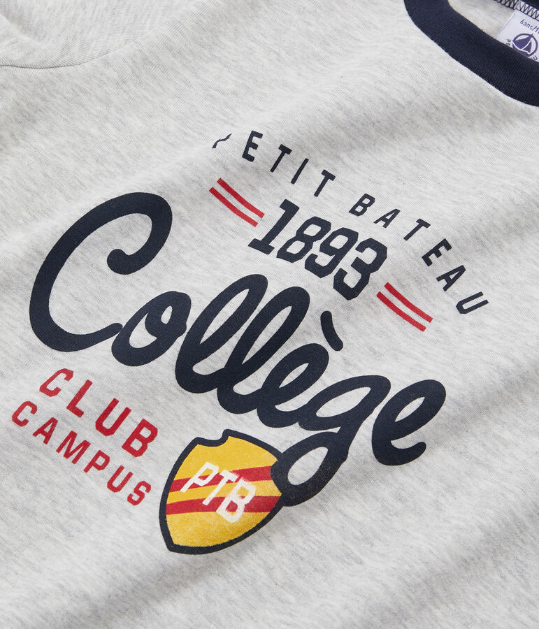 T-shirt met opdruk en lange mouwen jongens grijs BELUGA CHINE