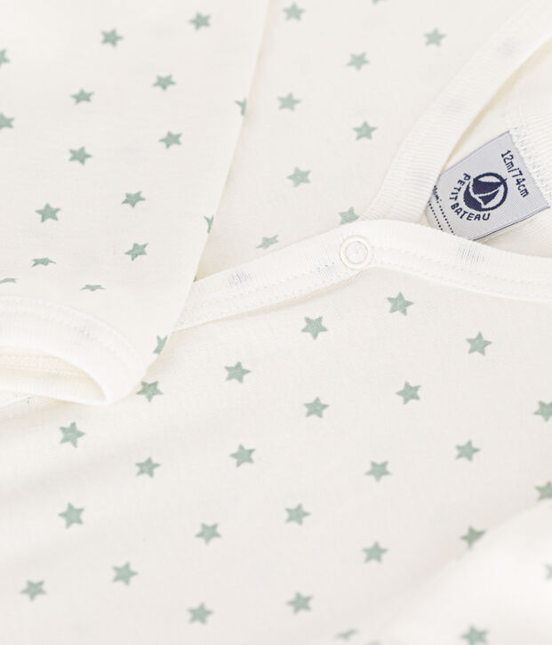 Pyjama b&eacute;b&eacute; petit &eacute;toile en coton blanc/vert