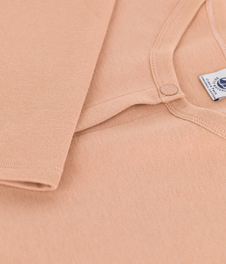 Damescardigan van dik katoen met drukknopen beige