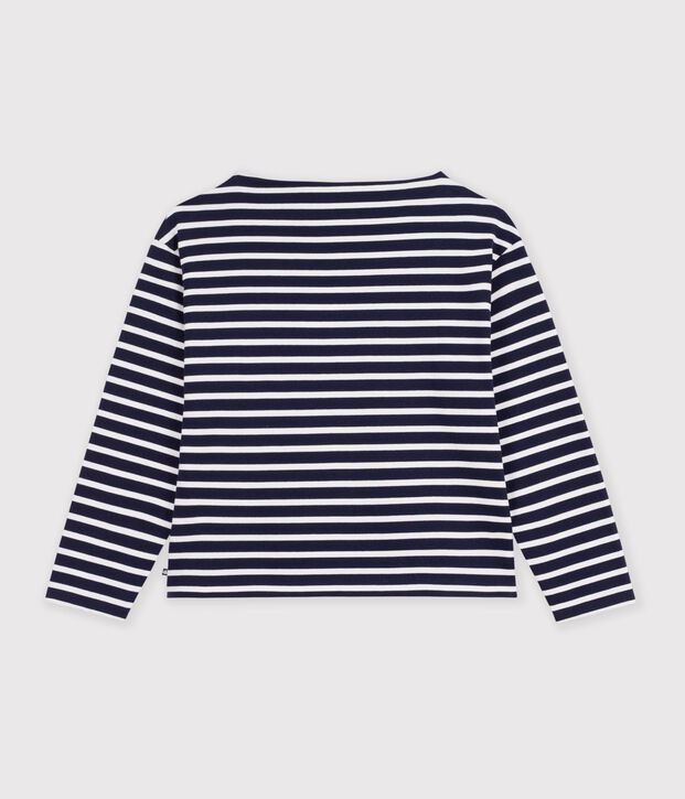 Marini&egrave;re femme en coton manches longues bleu/blanc