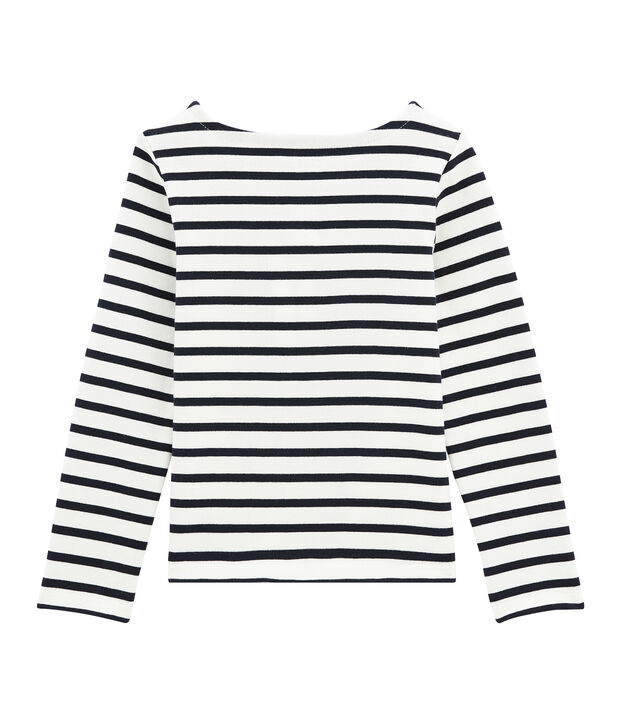 Meisjesmarinetruitje in jersey wit/blauw