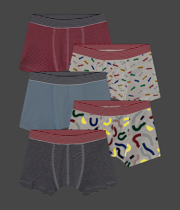 Set met vijf boxershorts van katoen voor kinderen multicouleur