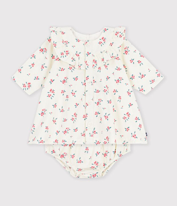 Robe b&eacute;b&eacute; en coton imprim&eacute; &agrave; fleurs &eacute;cru/multicouleur