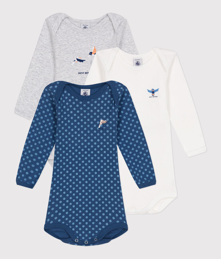 Setje met 3 katoenen babyrompertjes met lange mouwen multicouleur