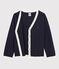 Wol en katoenen Cardigan vest jongens kinderen blauw SMOKING/wit MARSHMALLOW
