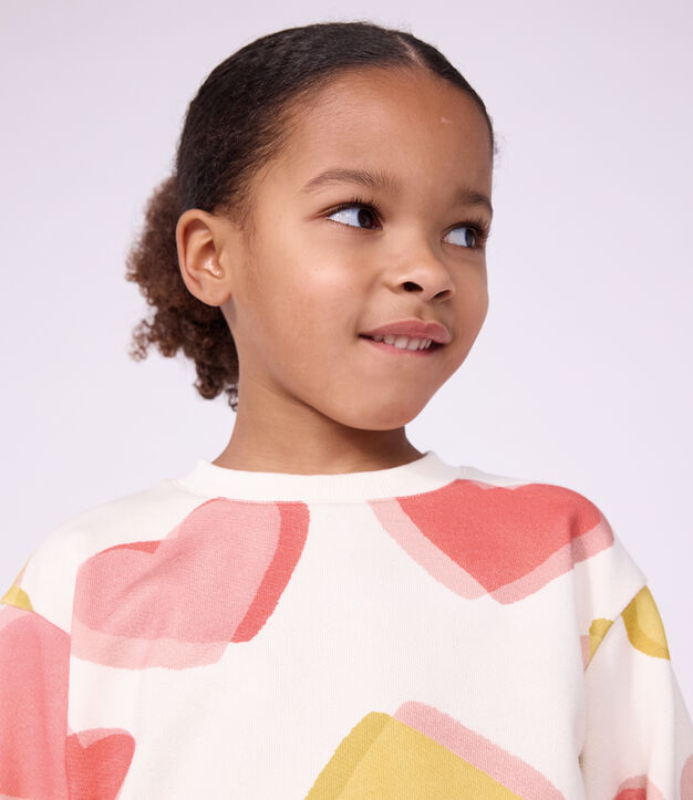 Katoenen sweatshirt met hartjesprint voor kinderen wit/multicouleur