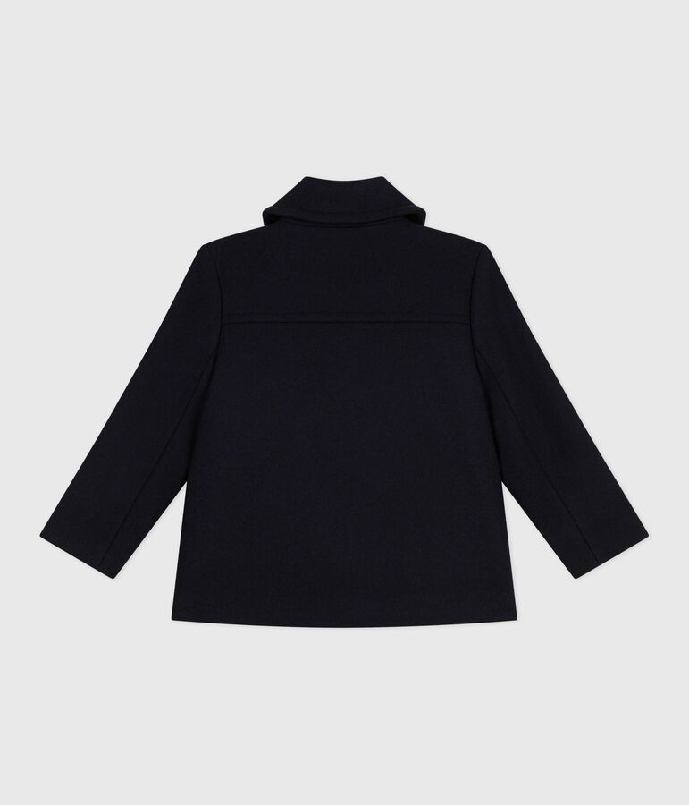 Caban enfant en draps de laine uni bleu