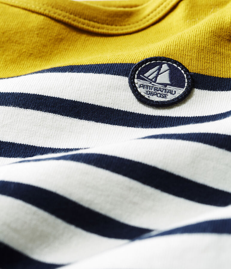 Kort pakje in zware gestreepte jersey voor babyjongens groen/wit/blauw