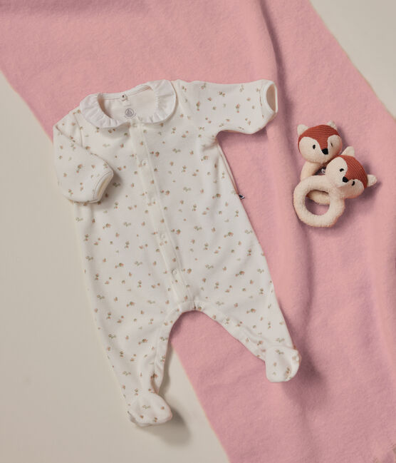 Babypyjama van velours wit MARSHMALLOW/wit MULTICO