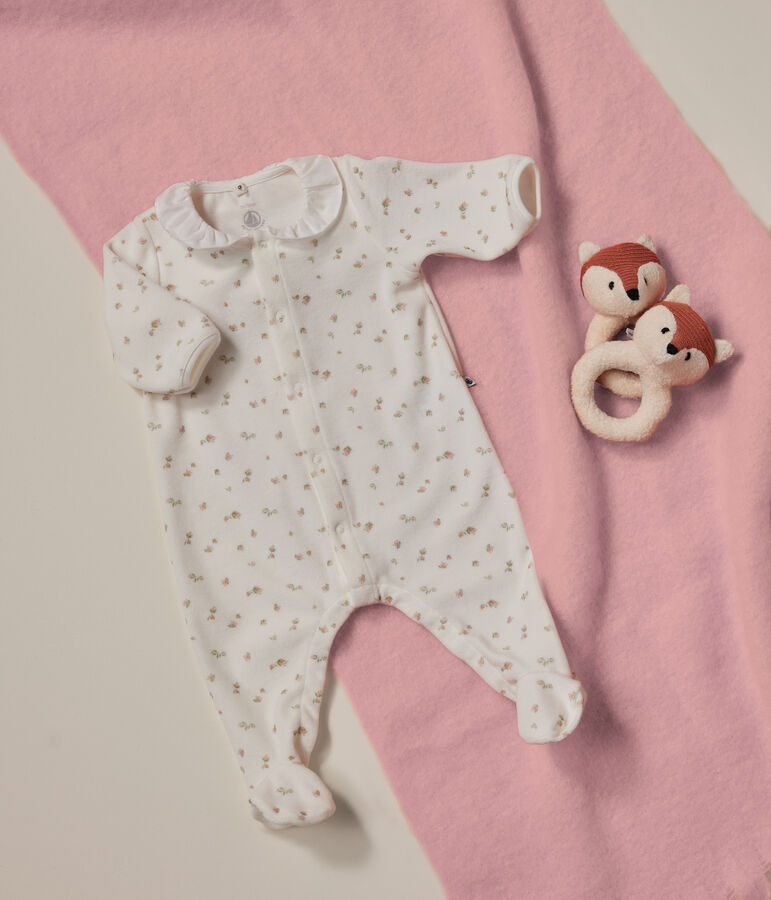 Babypyjama van velours wit/multicouleur