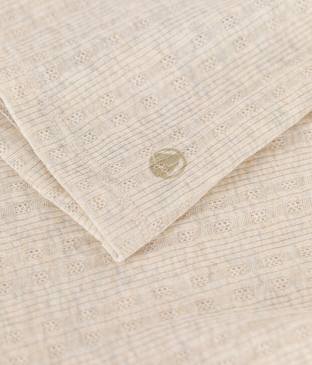 Tee-shirt l'iconique col roul&eacute; en c&ocirc;te fantaisie femme beige chin&eacute;