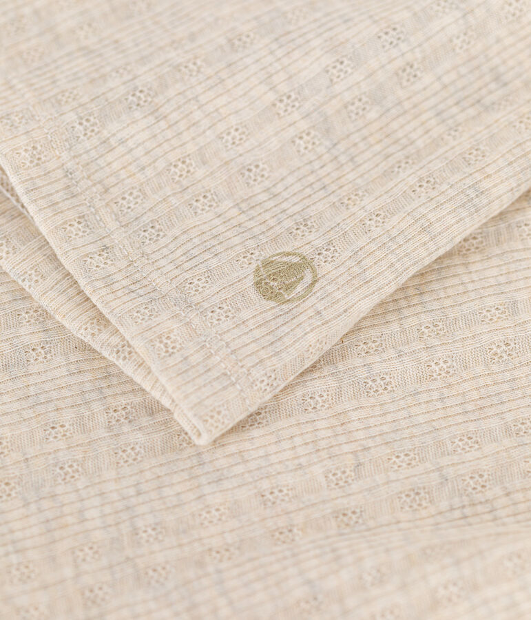 L'ICONIQUE, dames-T-shirt met rolkraag in ribstof beige MONTELIMAR CHINE