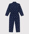 Katoenen kinderjumpsuit met lange mouwen en bloemenprint blauw MEDIEVAL/wit MARSHMALLOW