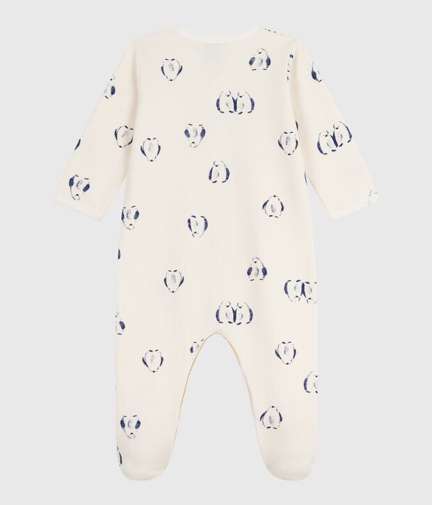 Pyjama b&eacute;b&eacute; en molleton gratt&eacute; avec col p&eacute;tale imprim&eacute; animalier pingouin &eacute;cru/multicouleur