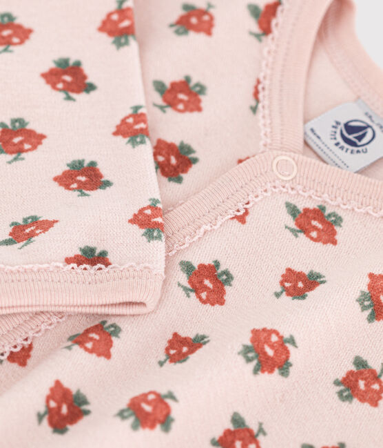 Fluwelen pyjama met bloemenprint roze SALINE/wit MULTICO