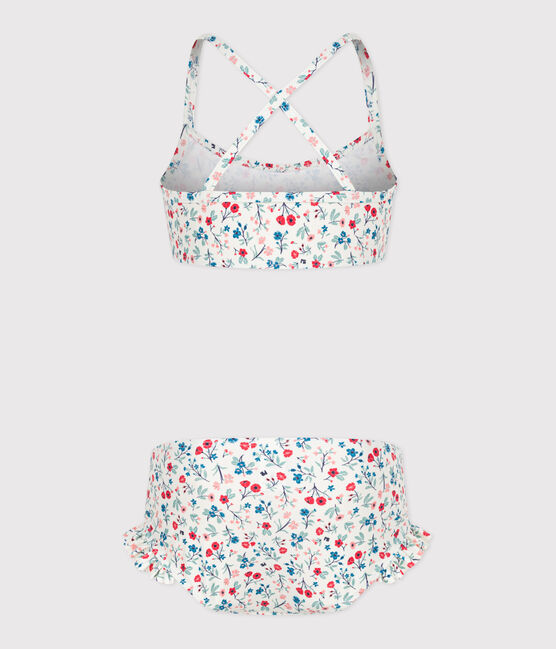 Maillot de bain deux pièces enfant fleuri blanc MARSHMALLOW/blanc MULTICO