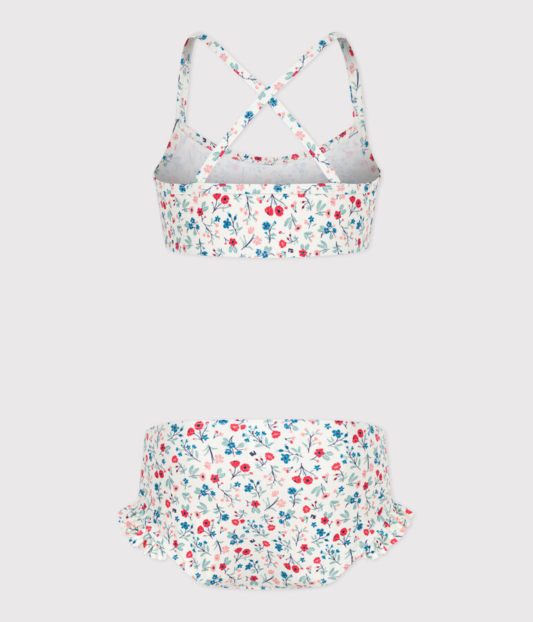 Tweedelig badpak met bloemenprint voor kinderen wit MARSHMALLOW/wit MULTICO