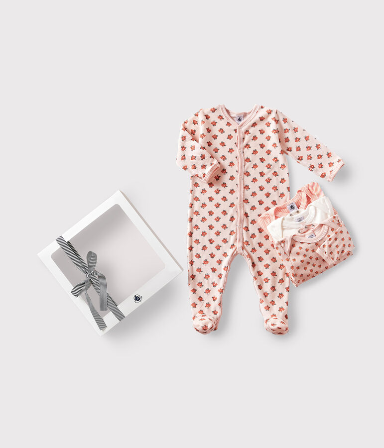 Setje met 1 babypyjama en 3 body's met bloemenprint multicouleur