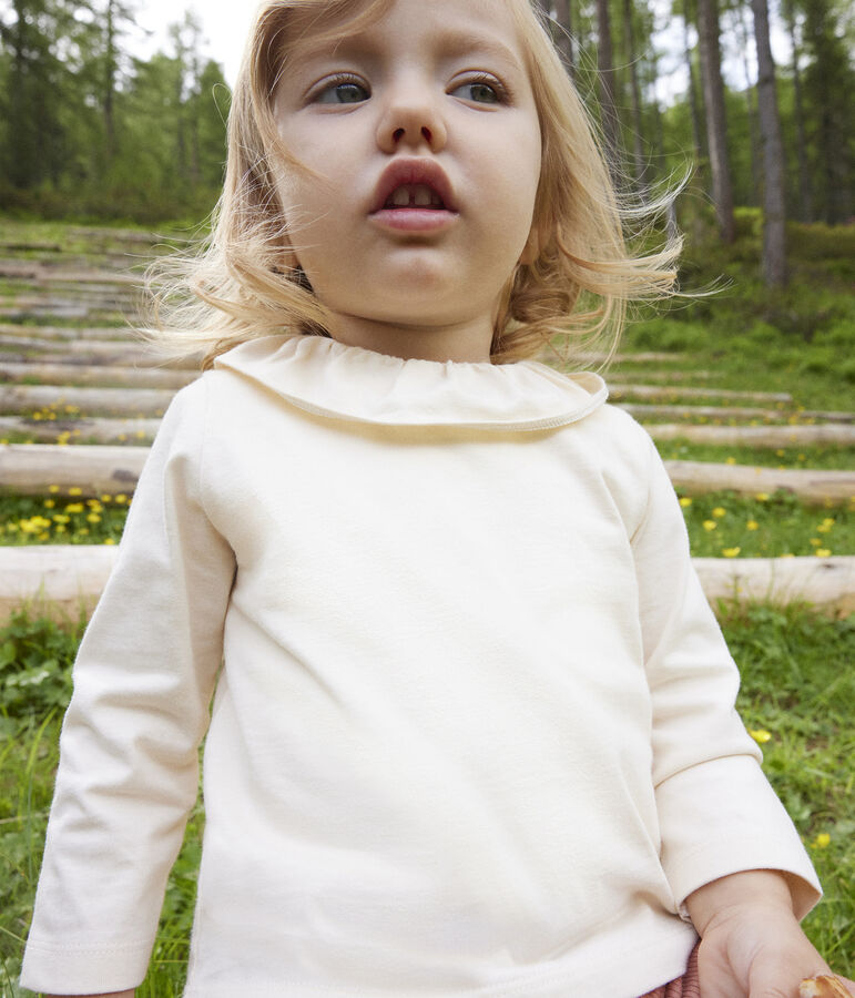 Bloesje met lange mouwen van jersey, ecru