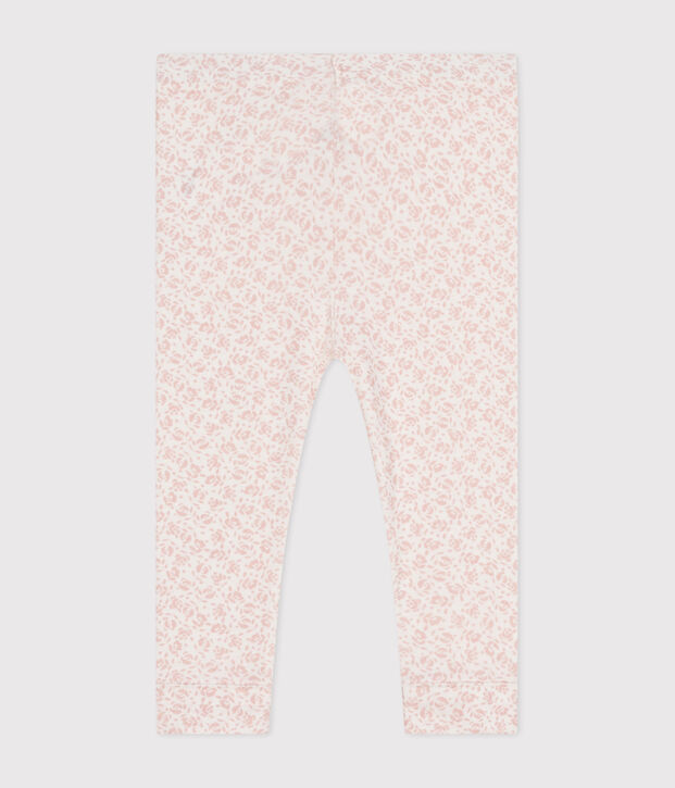 Legging van katoen met print voor baby's wit/roze