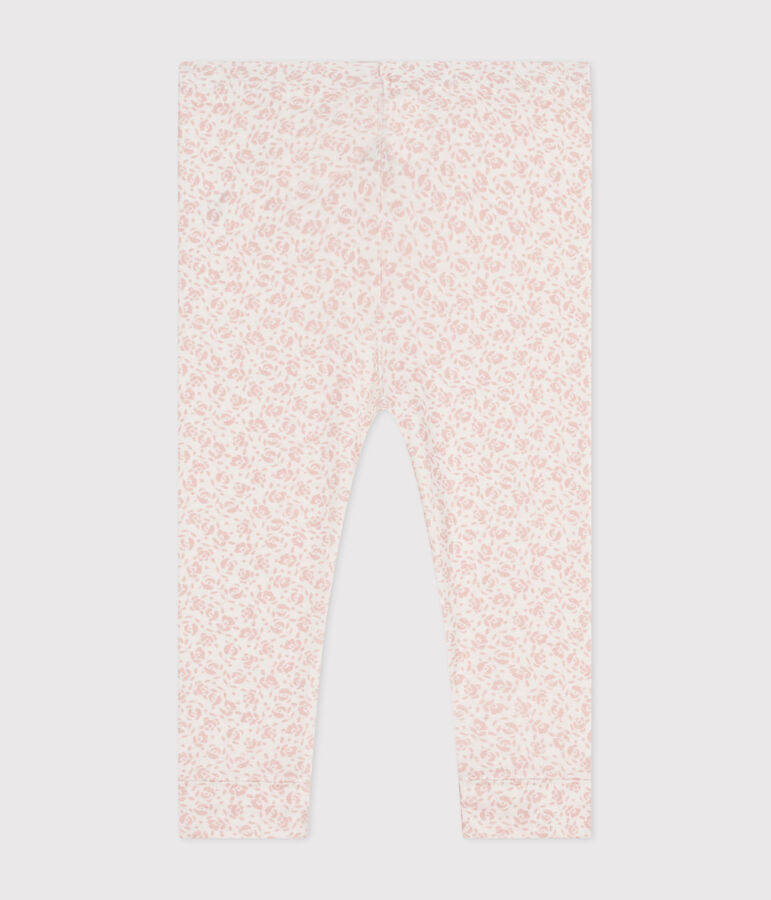 Legging van katoen met print voor baby's wit/roze