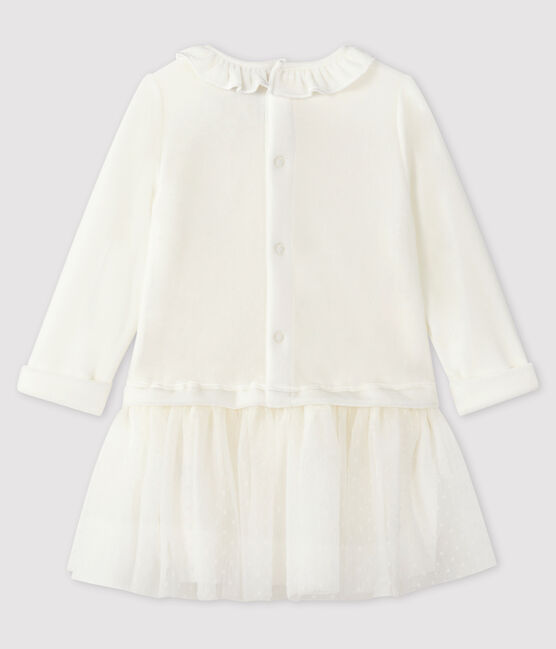 Jurk met lange mouwen babymeisje wit MARSHMALLOW