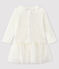 Jurk met lange mouwen babymeisje wit MARSHMALLOW