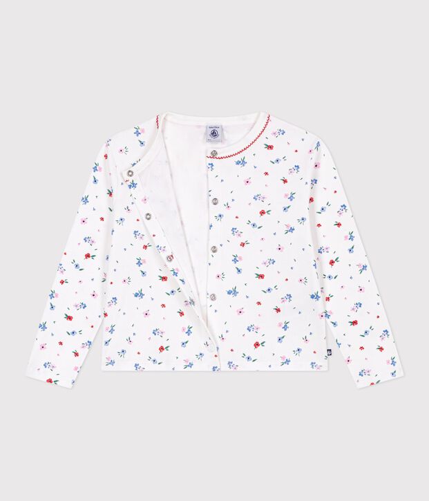 Katoenen cardigan met bloemenprint voor kinderen wit/multicouleur