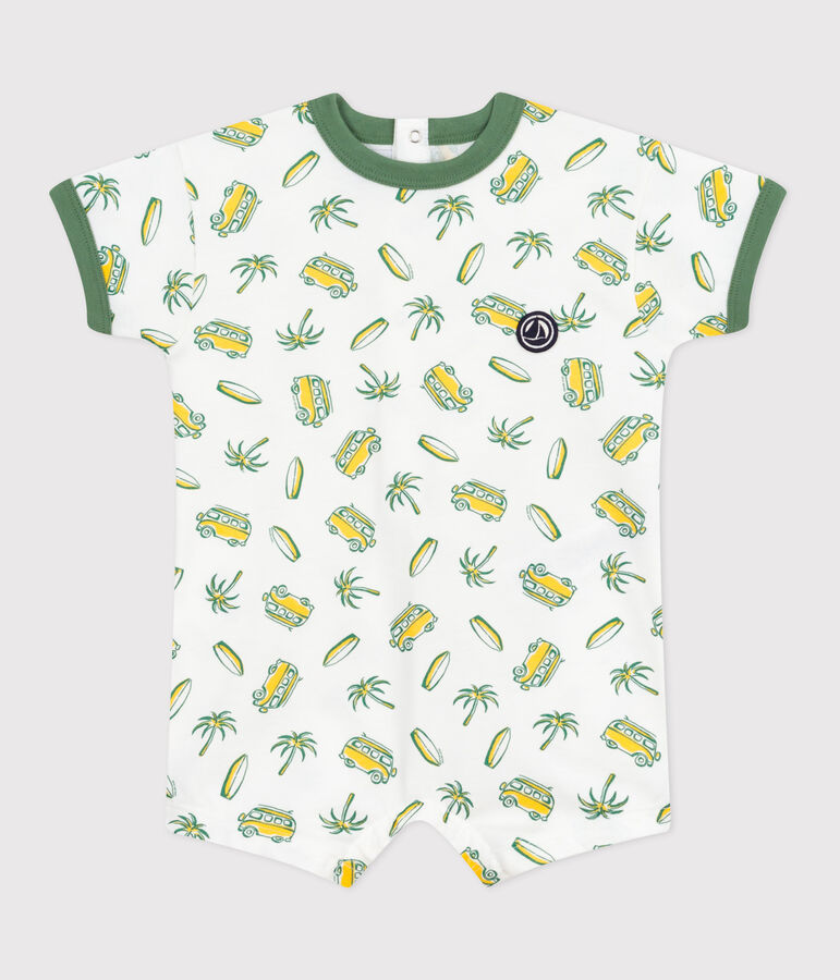 Combicourte b&eacute;b&eacute; en coton manches courtes, imprim&eacute;e surf blanc/multicouleur