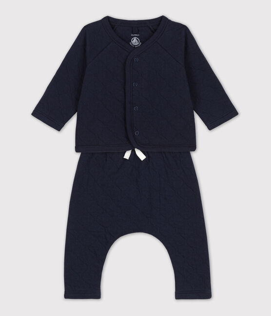 Ensemble 2 pièces bébé matelassé en coton bleu SMOKING
