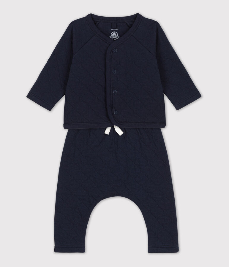 Tweedelig gewatteerd setje van katoen voor baby's blauw