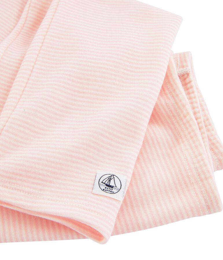 Legging enfant en laine et coton rose/blanc