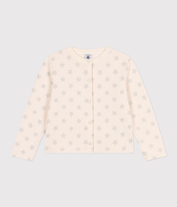 Cardigan in tubic met print voor kinderen ecru/grijs