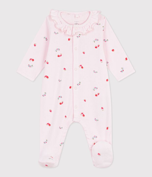 Katoenen babypyjama met bloemenprint roze/multicouleur