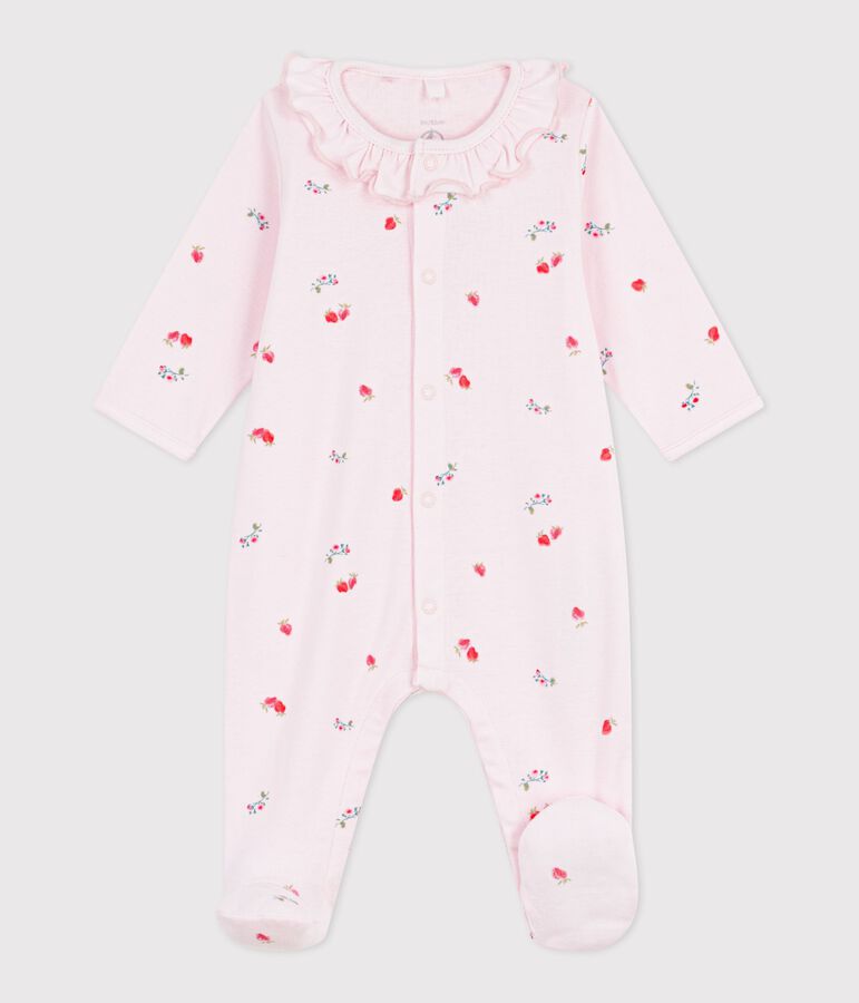 Katoenen babypyjama met bloemenprint roze/multicouleur
