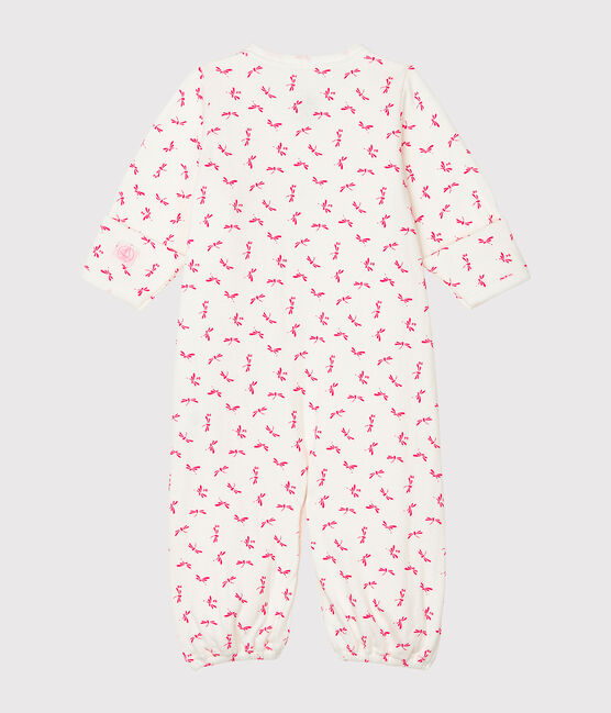 Combisac bébé en côte blanc MARSHMALLOW/rose GROSEILLER