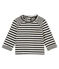 Gestreept tee-shirtvoor babyjongens zwart CITY/wit MARSHMALLOW