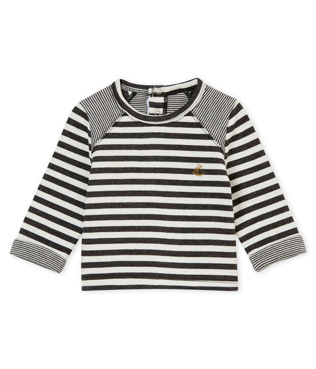 Gestreept tee-shirtvoor babyjongens grijs/wit