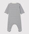 Bodyjama met rits baby van gebreide stof wit MARSHMALLOW/blauw SMOKING
