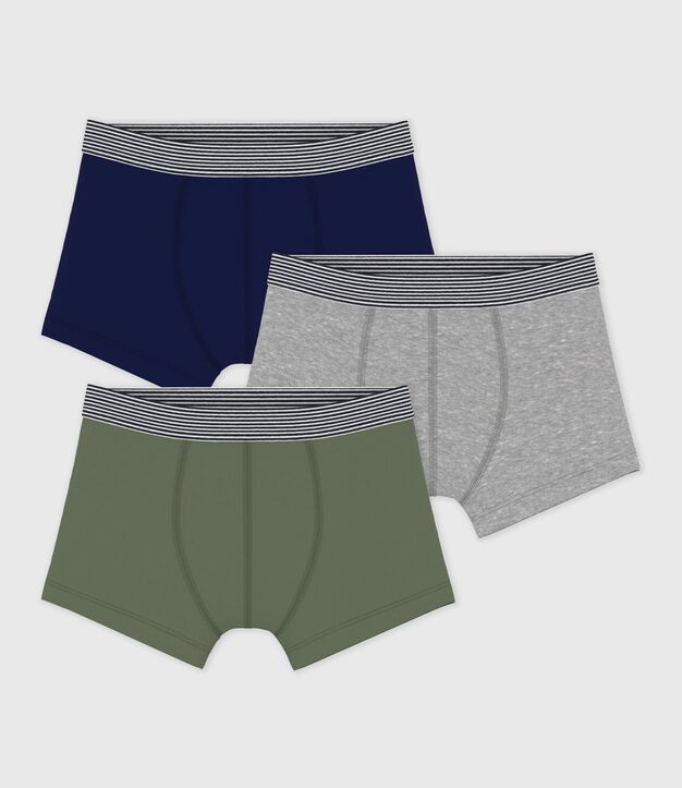 Set boxershorts voor kinderen van effen katoen multicouleur