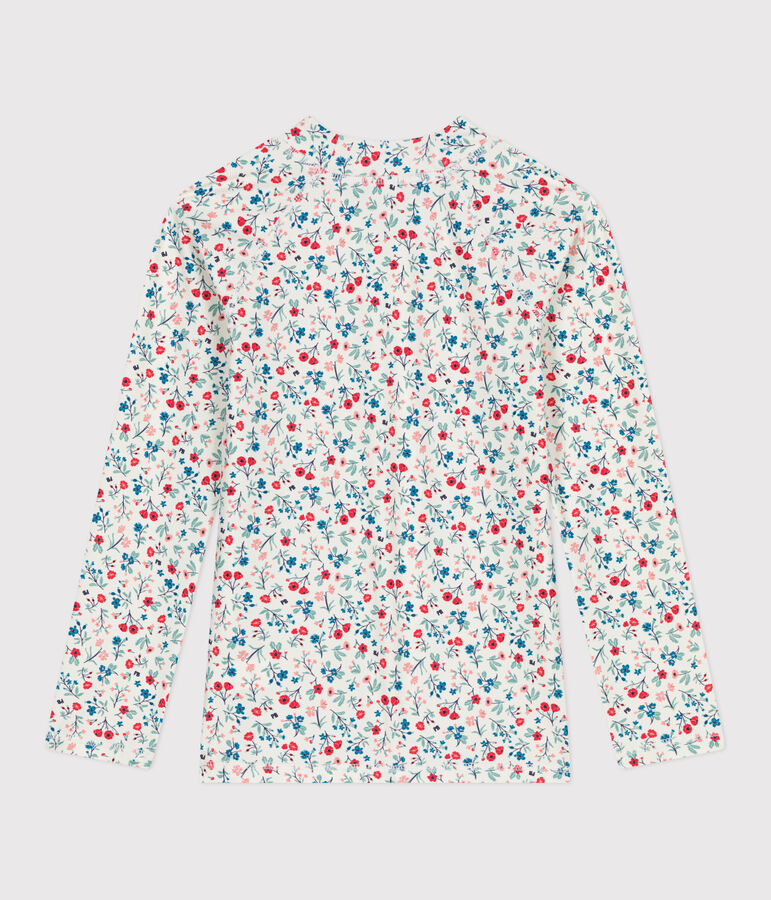 Kinderzwemshirt met uv-bescherming, lange mouwen en bloemenprint. wit/multicouleur