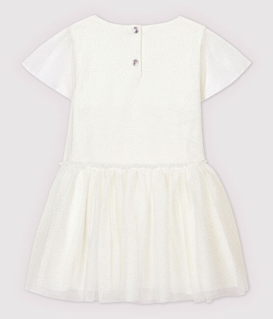Robe cérémonie en tulle enfant fille blanc MARSHMALLOW/gris ARGENT