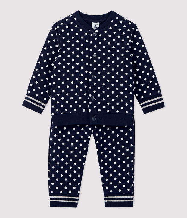 Joggingspak van molton baby. blauw/wit