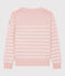 Meisjespull van wol en katoen roze MINOIS/wit MARSHMALLOW