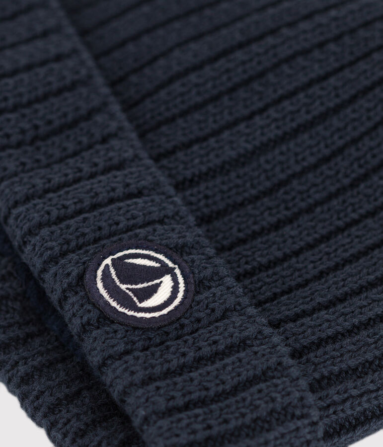 Met fleece gevoerde gebreide babymuts blauw SMOKING