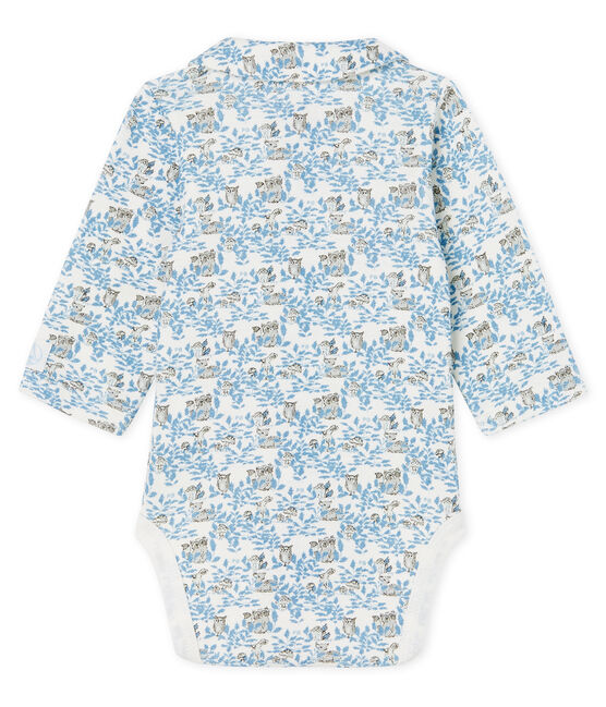 Rompertje voor pasgeborenen lange mouwen babyjongen van gebreide stof wit MARSHMALLOW/blauw TOUDOU/ MULTICO