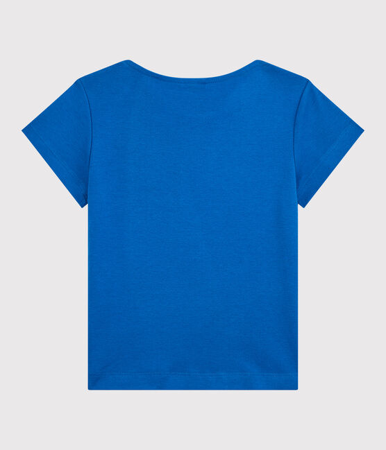 T-shirt met korte mouwen in biokatoen voor meisjes blauw DELFT