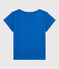 T-shirt met korte mouwen in biokatoen voor meisjes blauw DELFT