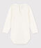 Babybody met lange mouwen en kraagje van katoen wit MARSHMALLOW